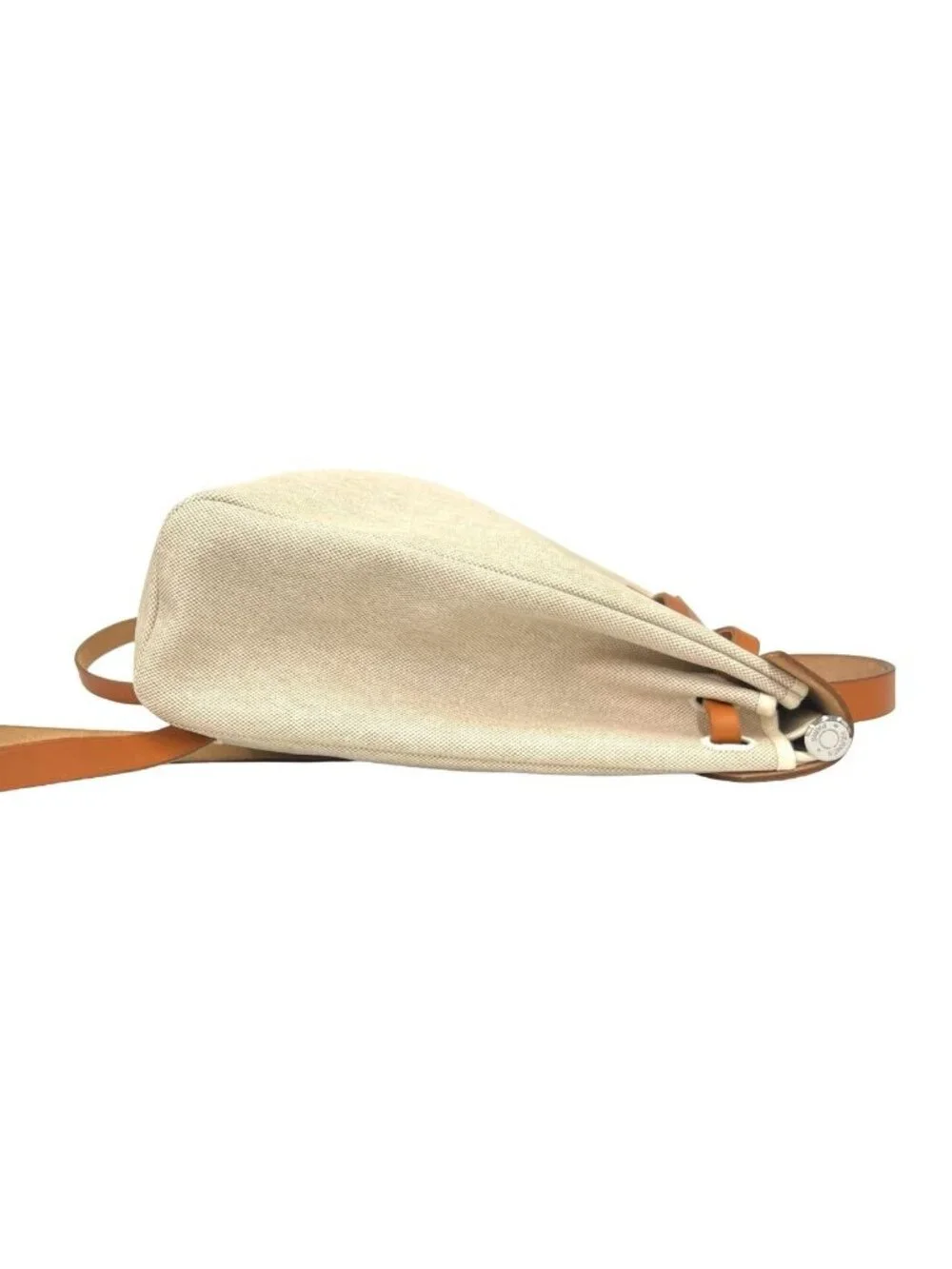 Hermes Herbag a Dos PM Toile H Leather Backpack Gold Ivory